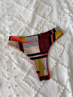 San Lorenzo Reversible Bikini Bottoms XS Geometric Print Orange